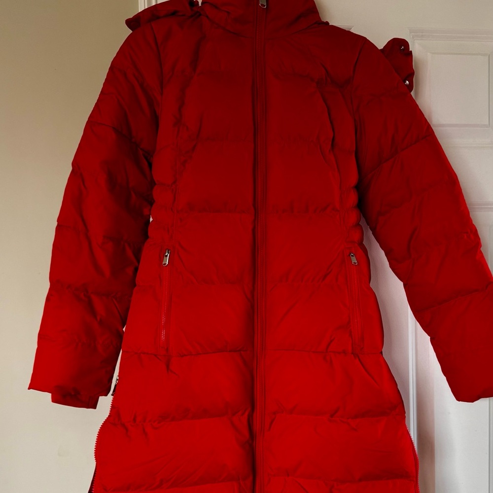 Athleta Bold Red Puffer Coat